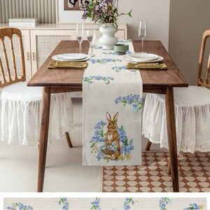 New PATIO CHOICE Table Runner Easter Decorations Buffalo Plaid Bunny Rabbit Ears